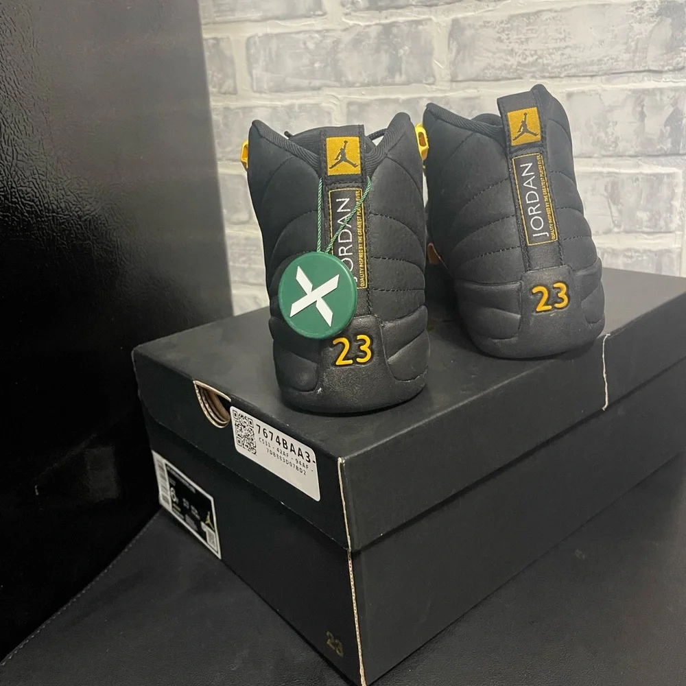 “New” Jordan 12 Retro Taxi Black/Gold Shoe Size 6 - Picture 5 of 10